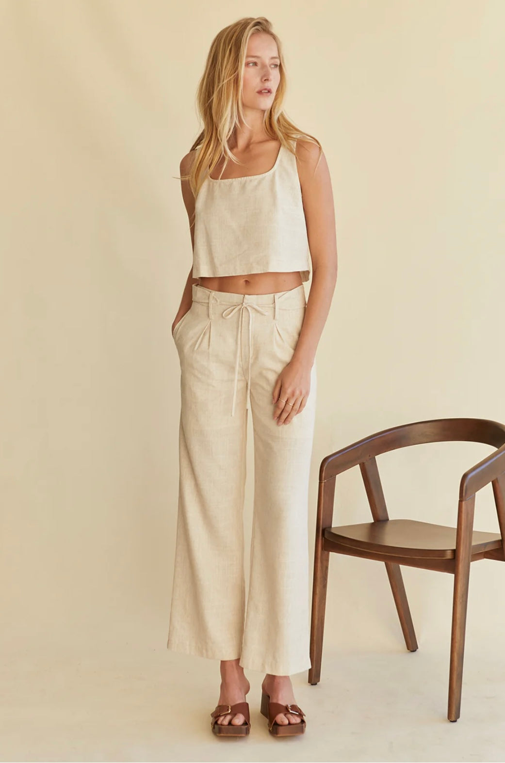 WHITE LINEN-BLEND SET