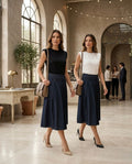 CONTRAST MIDI DRESS