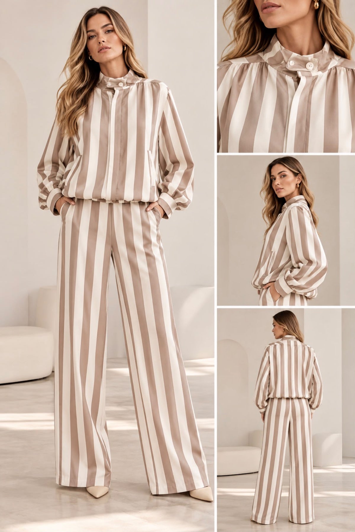BEIGE STRIPE SET