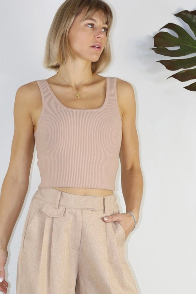 KNITTED BEIGE TANK TOP